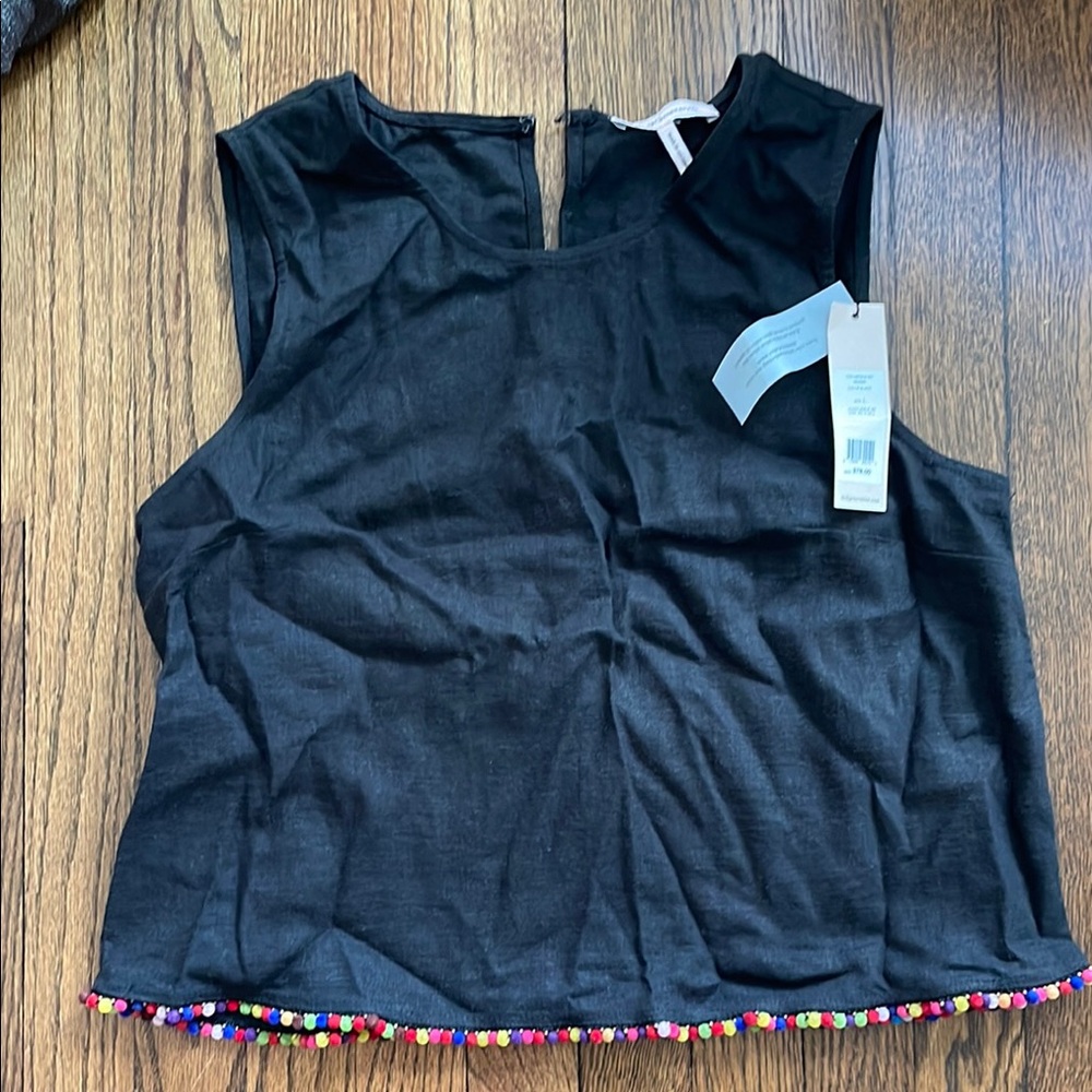 Black Sleeveless Top with Colorful Trim